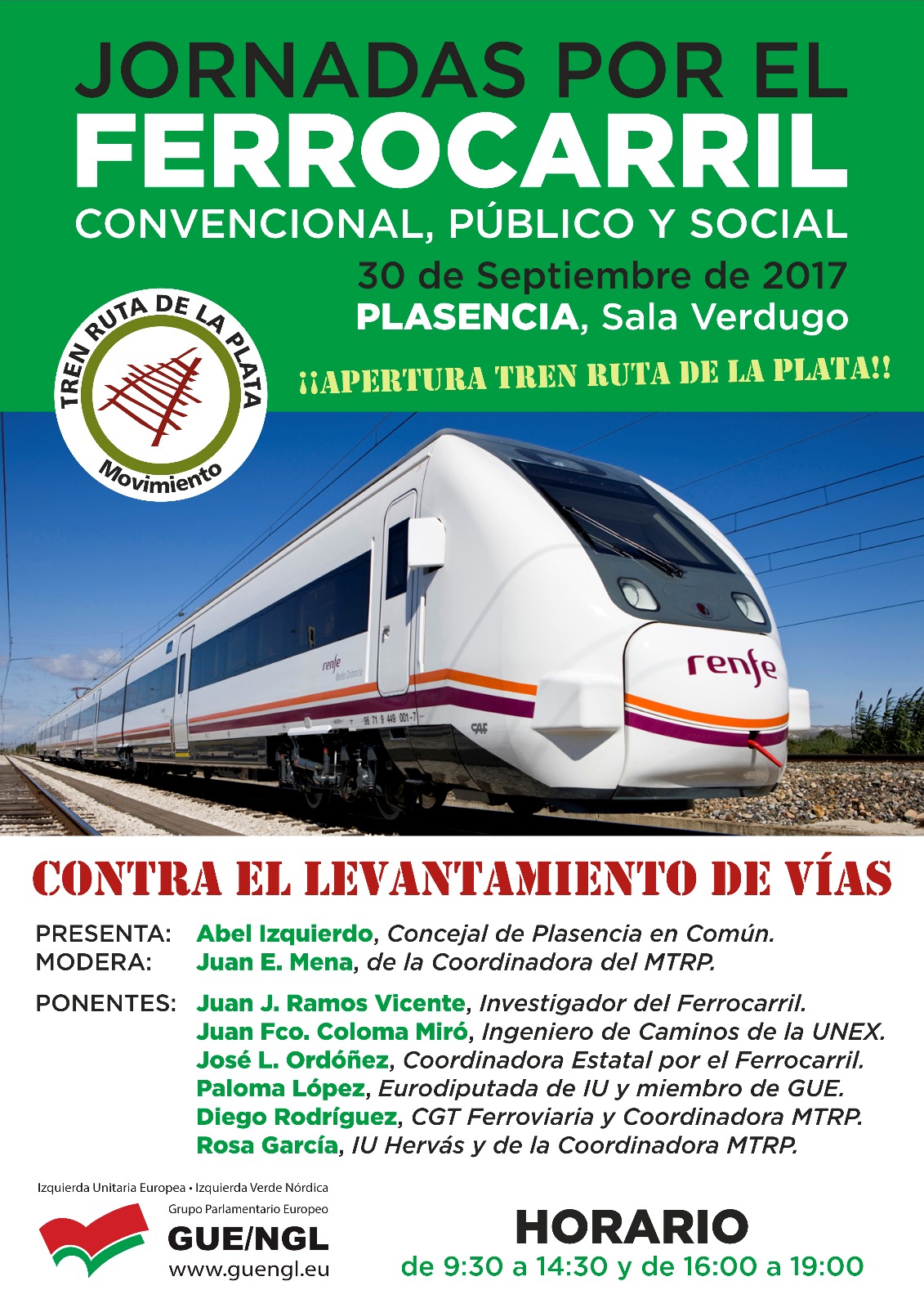 Cartel Jornada por el Ferrocarril Convencional, Público y Social